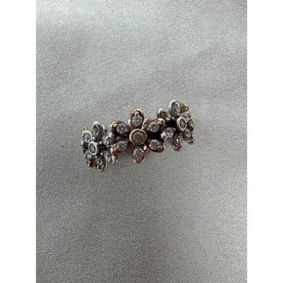 Diamonique Jewelry - Diamonique Sterling Silver Clad Floral Eternity Band Ring Size 9 Flower Band